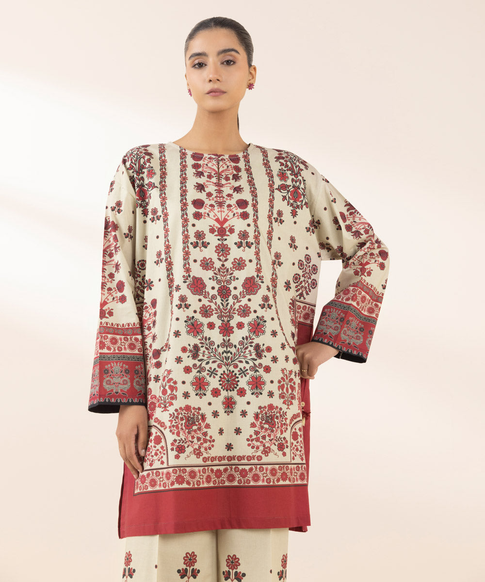 Women's Pret Cambric Printed Multi Boxy Shirt