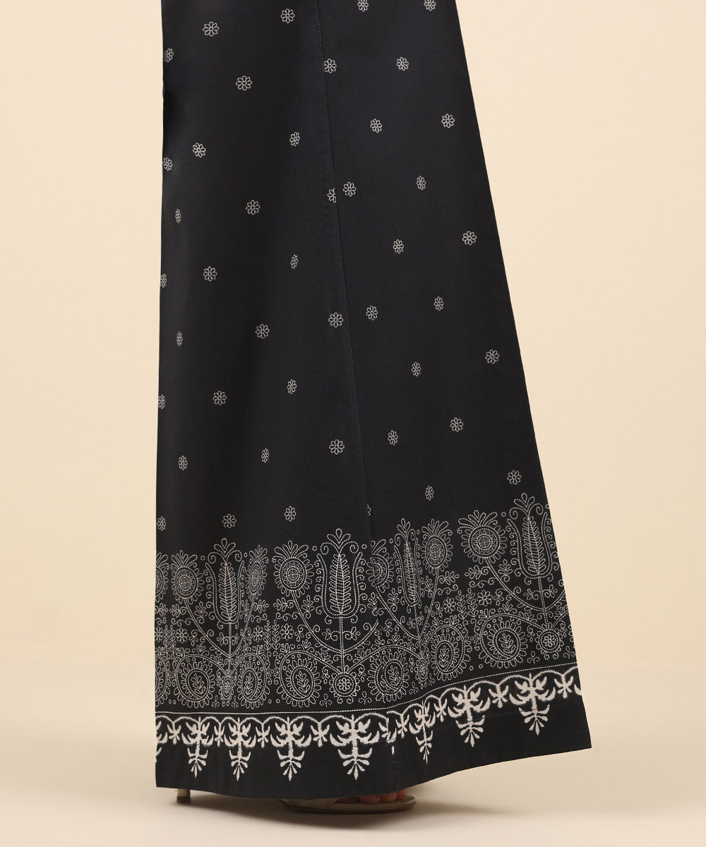 Women's Pret Cambric Black Printed Flared Pants