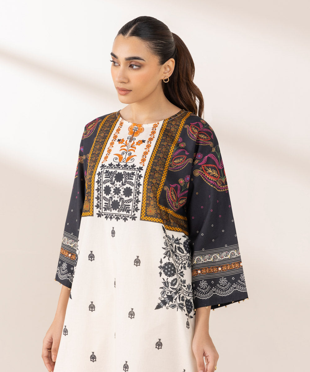 Women's Pret Cambric Printed Multi Boxy Shirt