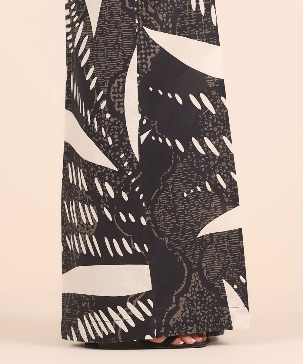 Women's RTW Cambric Black Printed Flared Pants