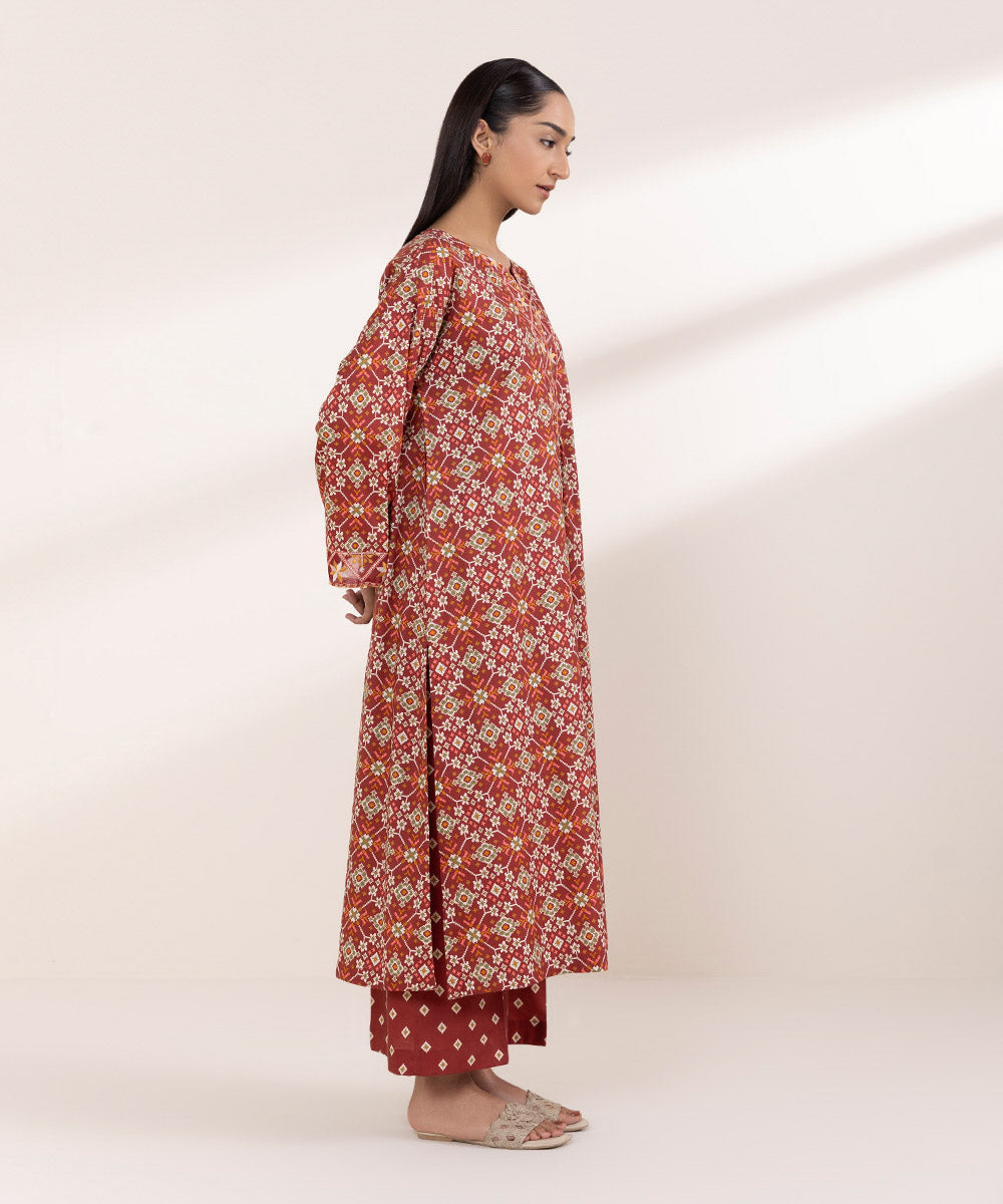 Women's RTW Cotton Viscose Red Embroidered Boxy Shirt