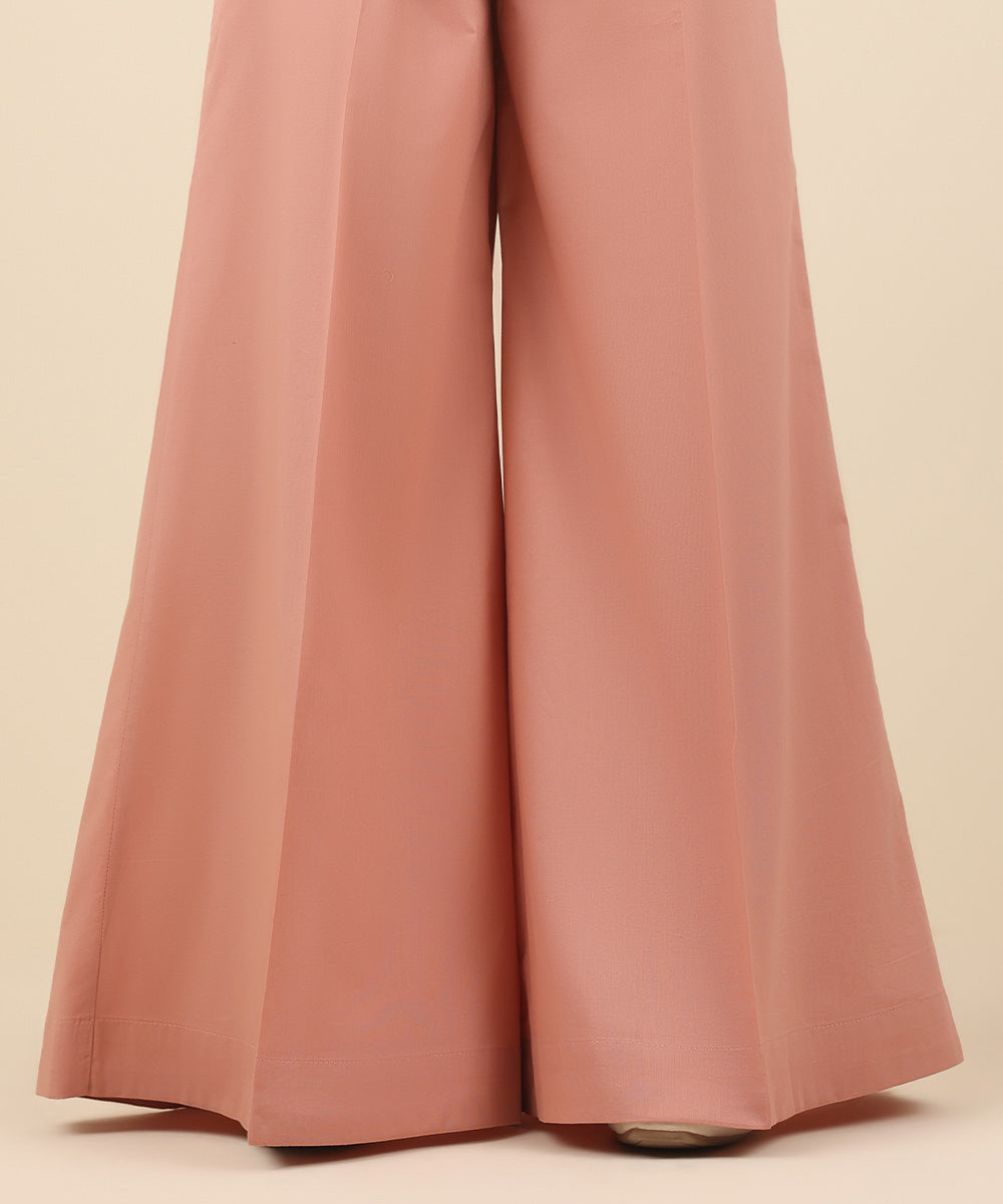 Women's Pret Cambric Pink Solid Flared Pants