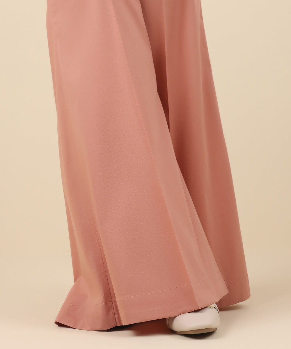 Women's Pret Cambric Pink Solid Flared Pants