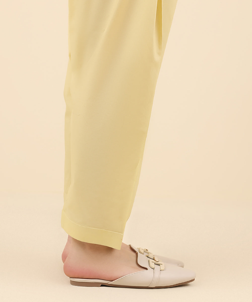 Women's Pret Cambric Yellow Solid Shalwar