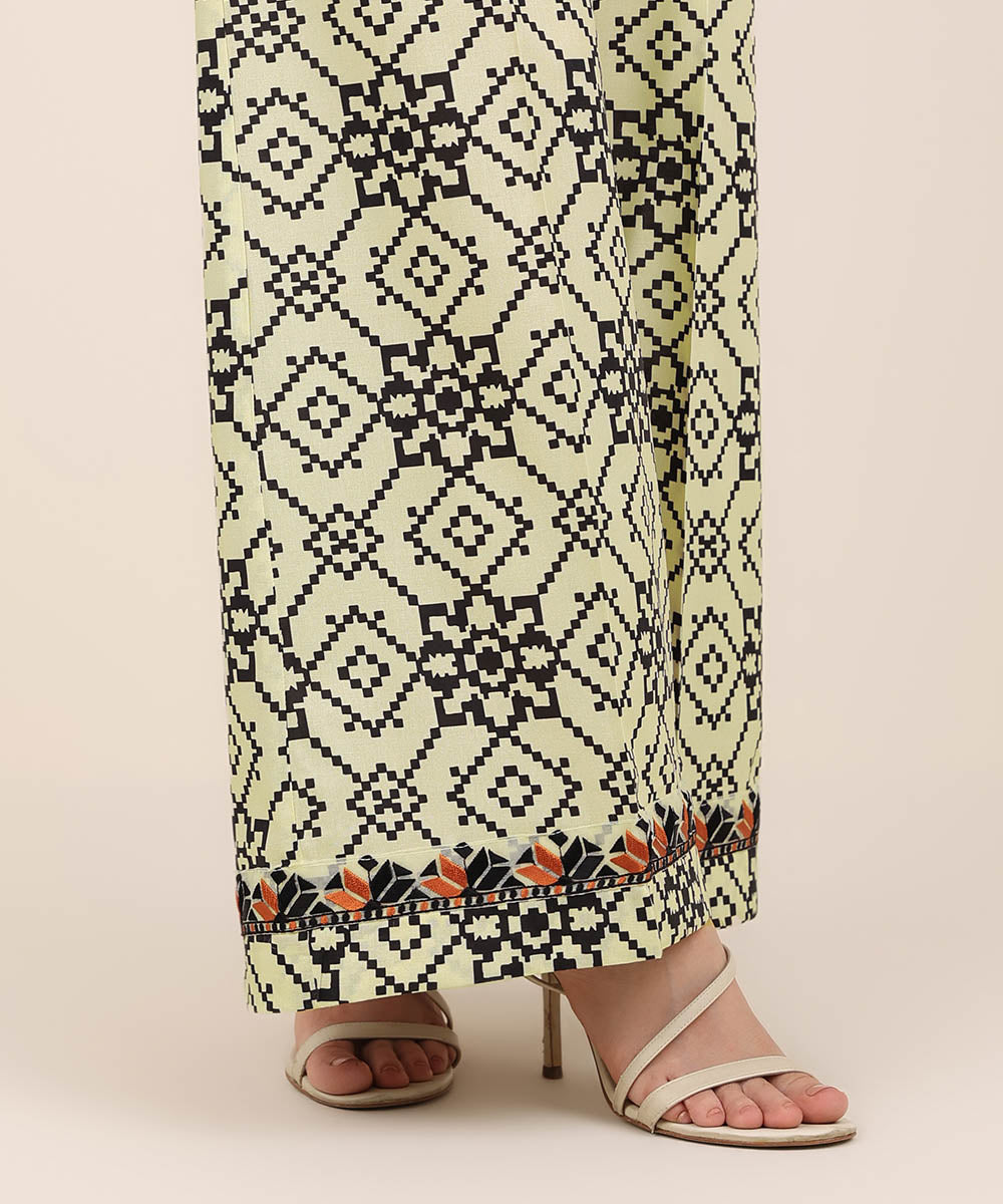 Women's RTW Cotton Viscose Multi Embroidered Flared Pants