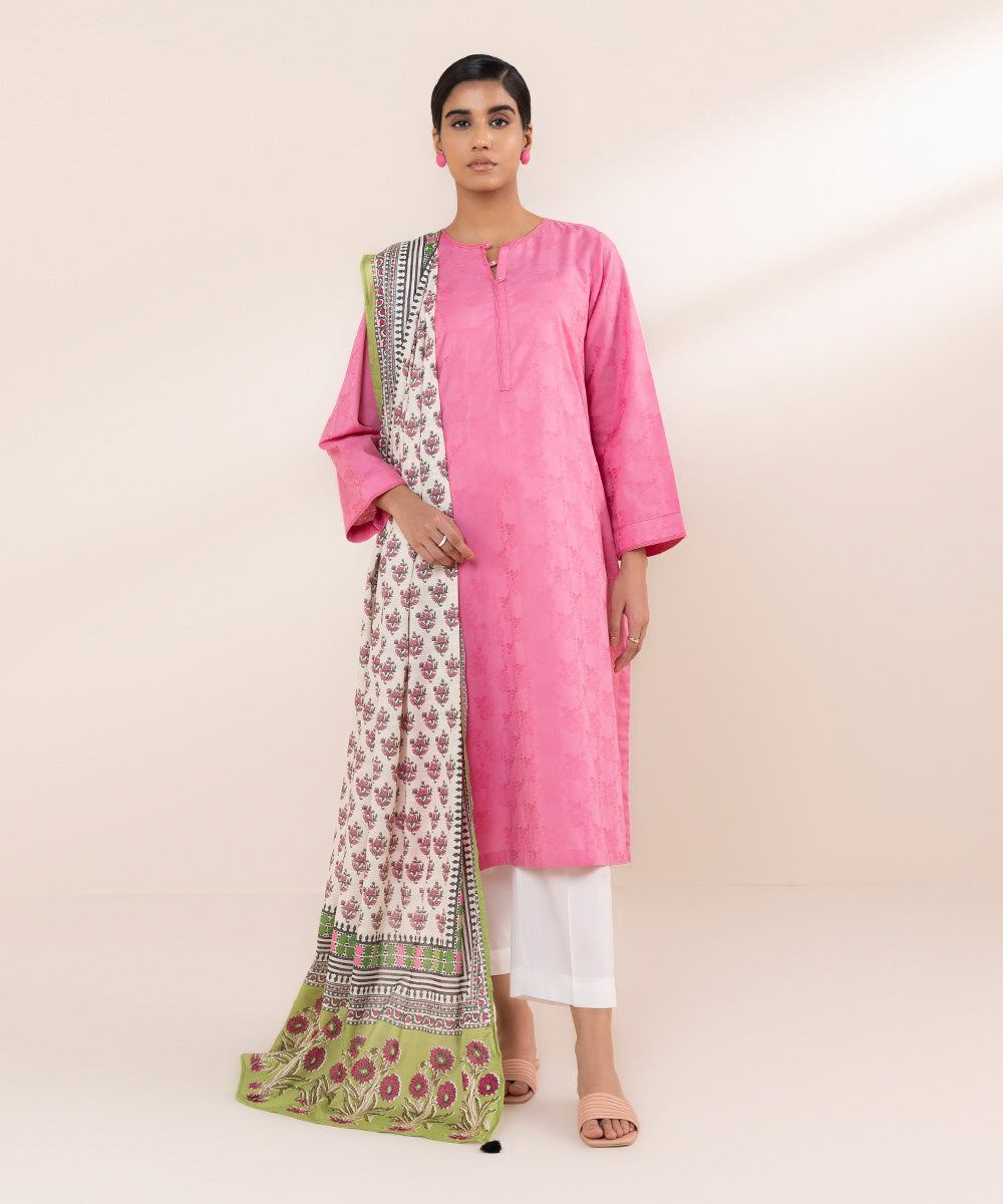 Textured Voile Multi Printed Dupatta