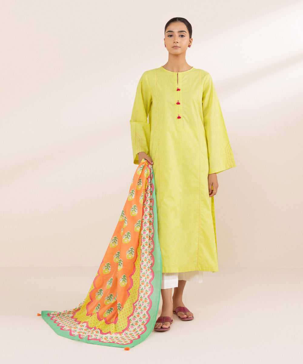 Textured Voile Multi Printed Dupatta