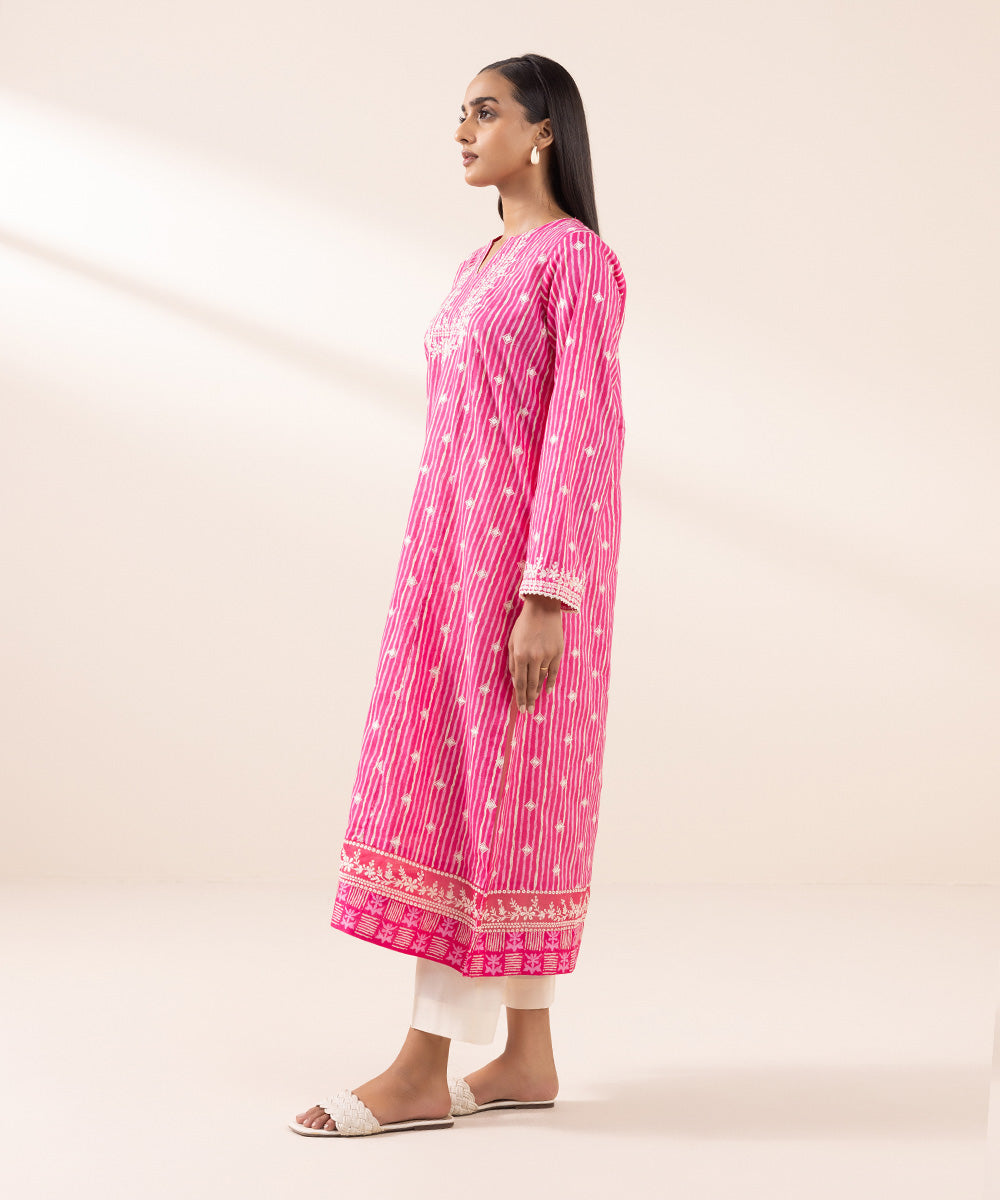 Women's Pret Lawn Pink Embroidered A-Line Shirt