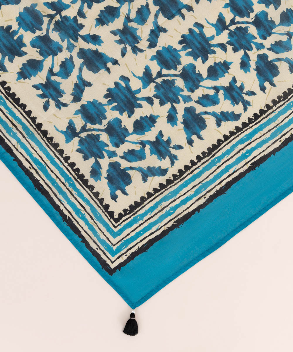 Fine Voile Blue Printed Dupatta