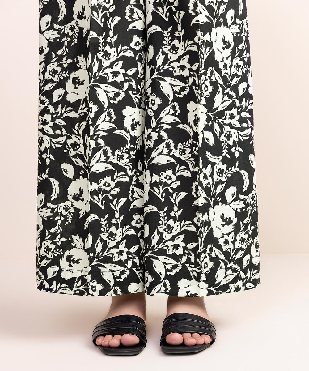 Women's Pret Cambric Black Printed Culottes