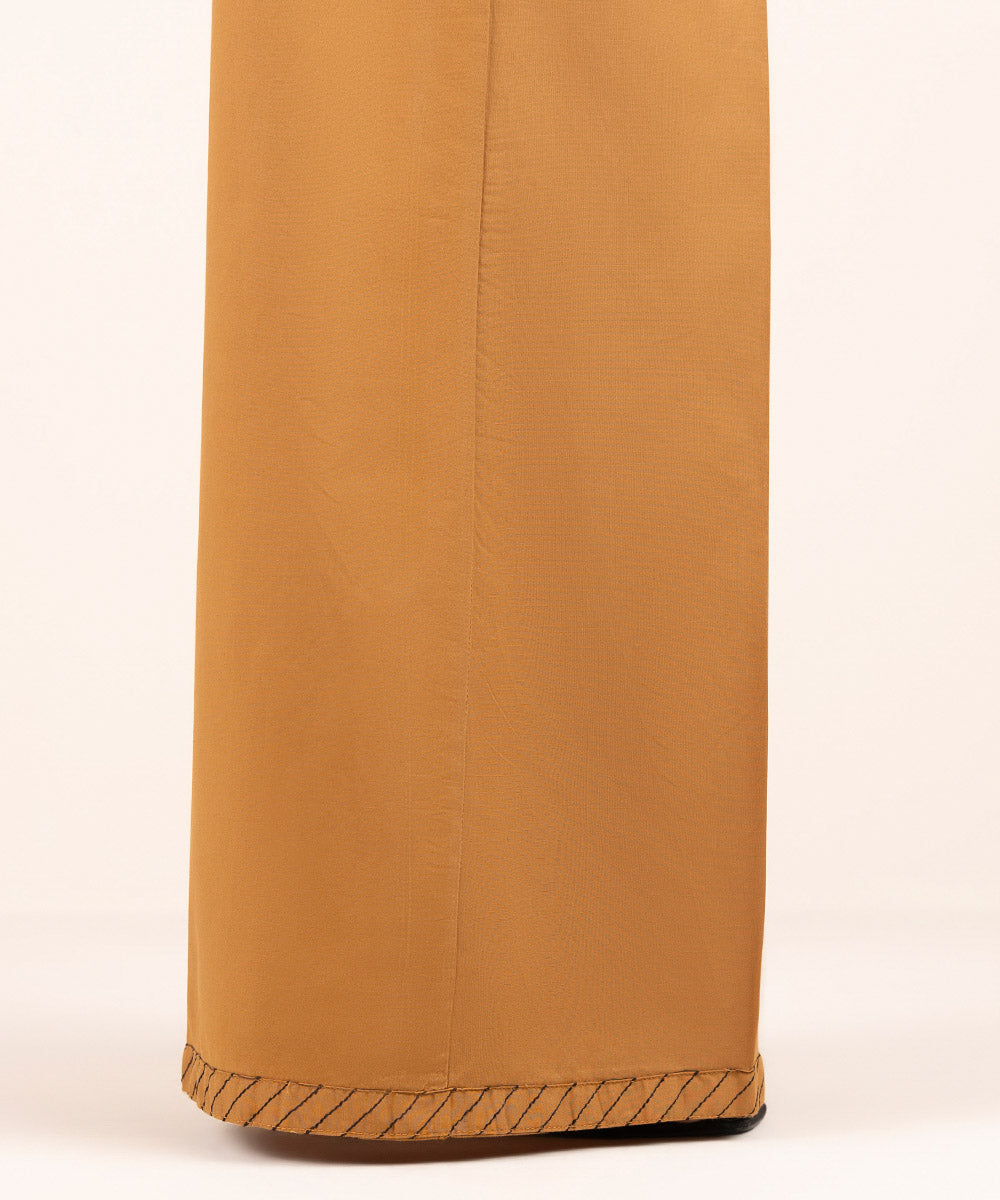 Women's Pret Cambric Brown Solid Flared Pants