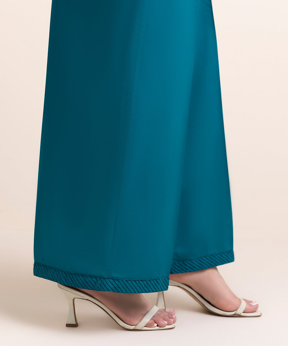 Women's Pret Cambric Blue Solid Culottes