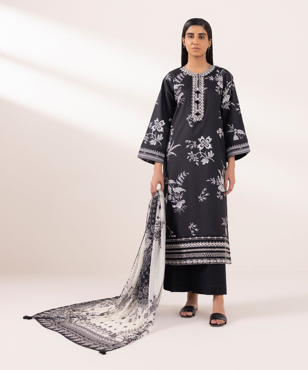 Chiffon Black Printed Dupatta