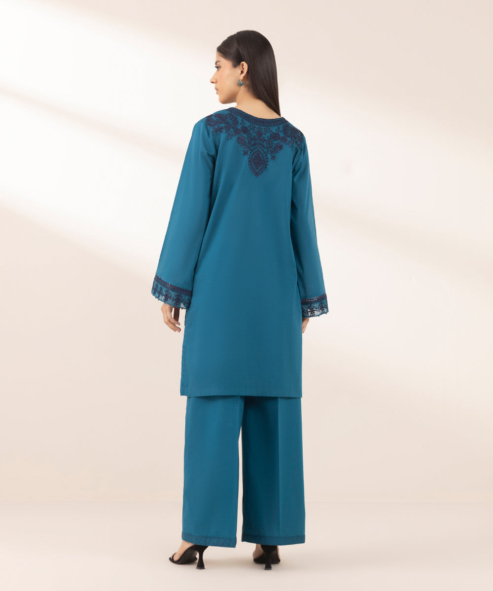 Women's Pret Lawn Blue Embroidered Straight Shirt