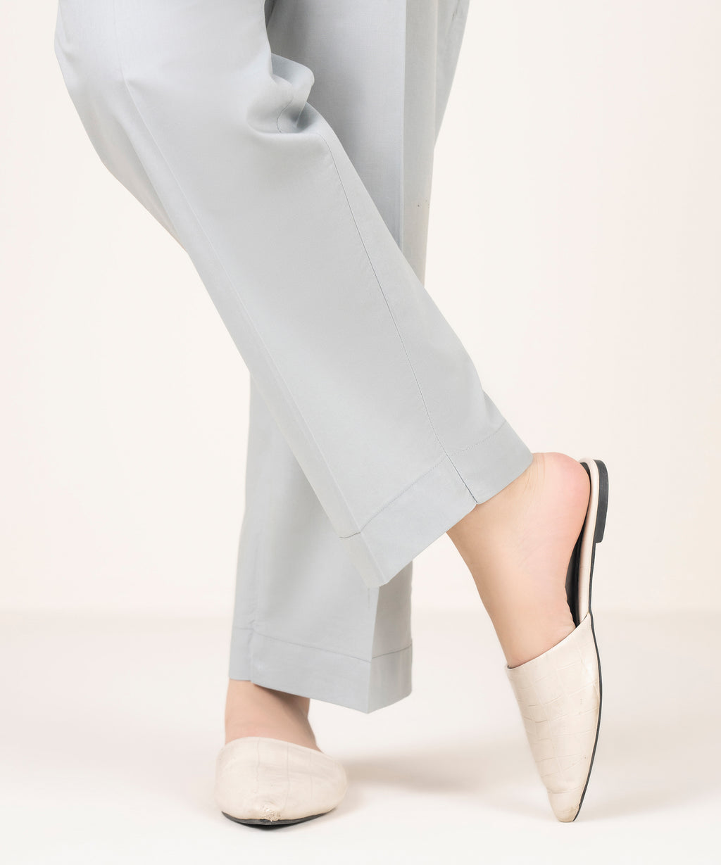 Solid Cotton Straight Pants