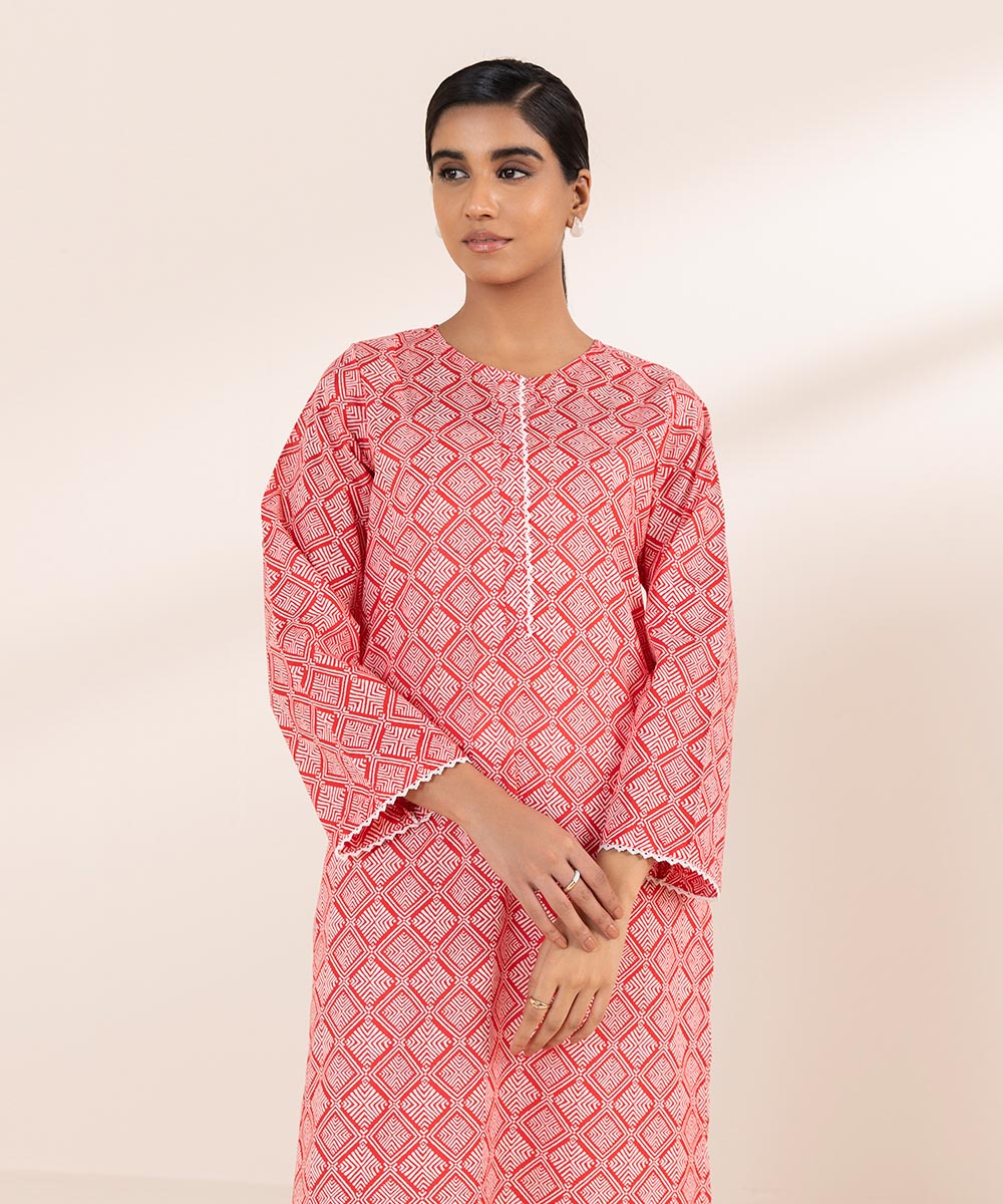 Women's Pret Lawn Red Printed A-Line Shirt