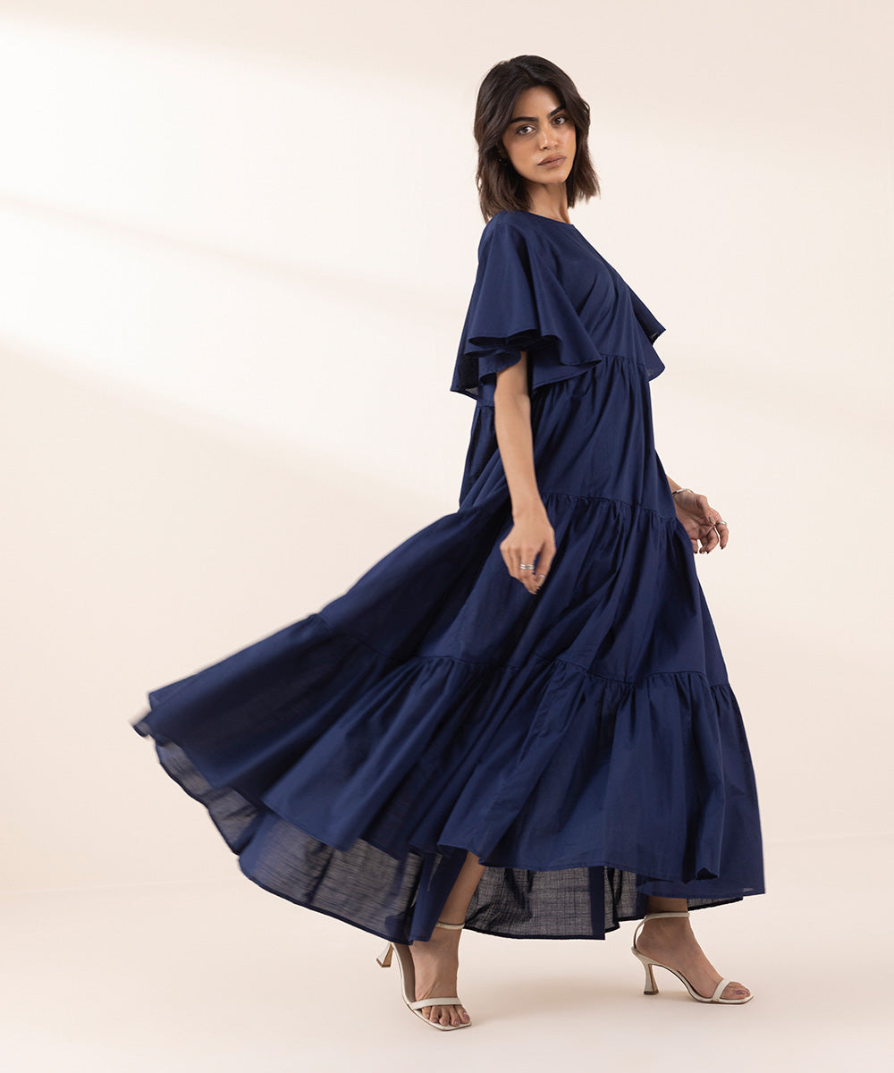 Women's RTW Cross Hatch Blue Tier Dress