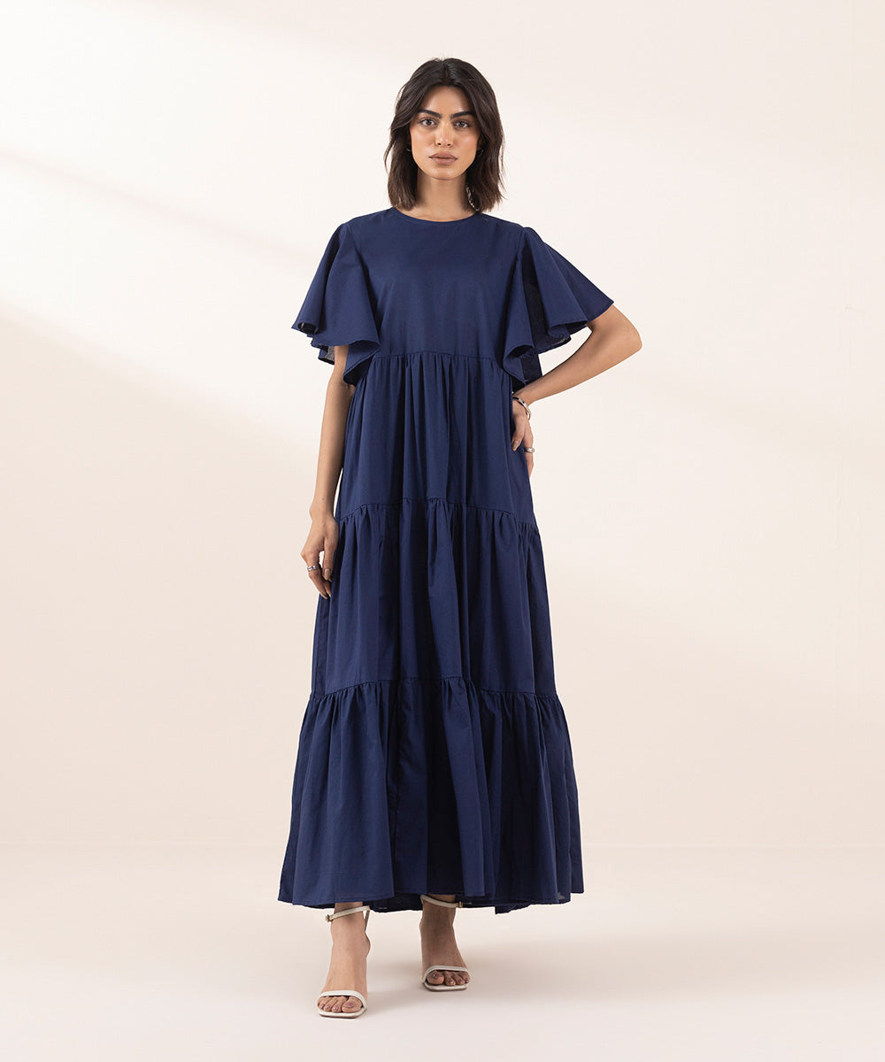 Women's RTW Cross Hatch Blue Tier Dress