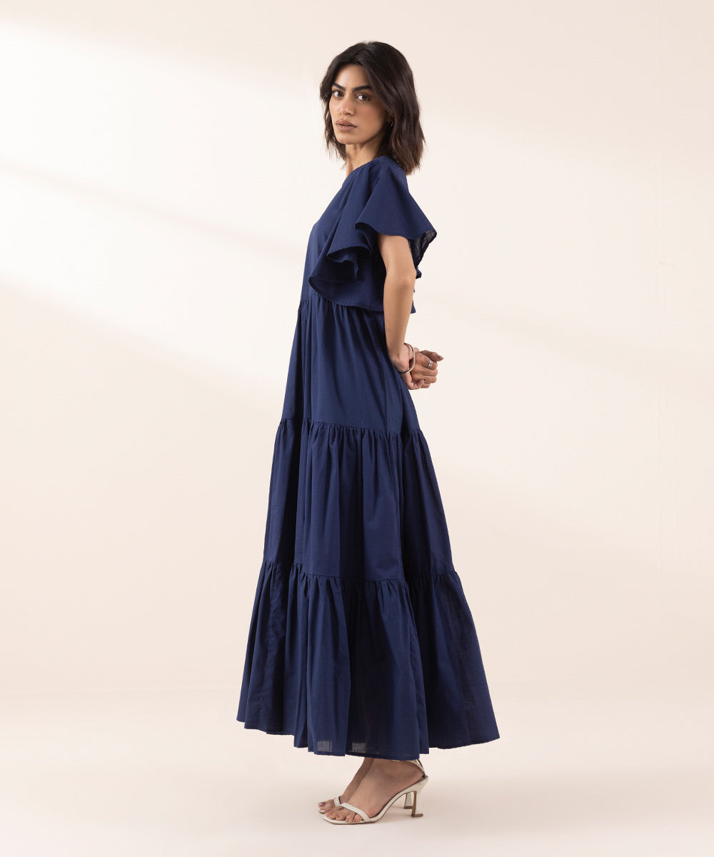 Women's RTW Cross Hatch Blue Tier Dress