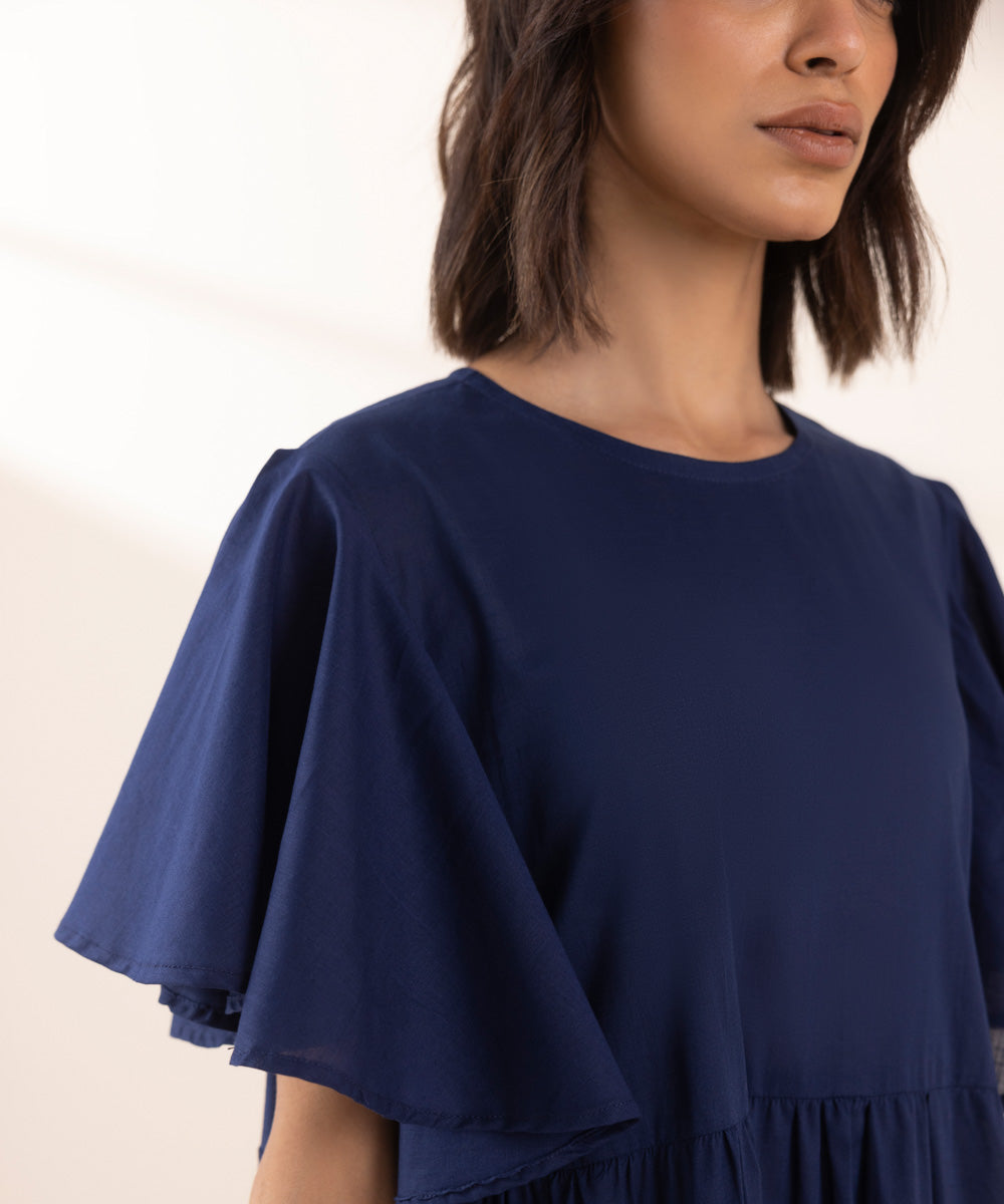 Women's RTW Cross Hatch Blue Tier Dress