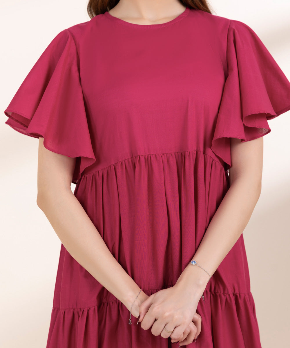 Women's RTW Cross Hatch Pink Tier Dress