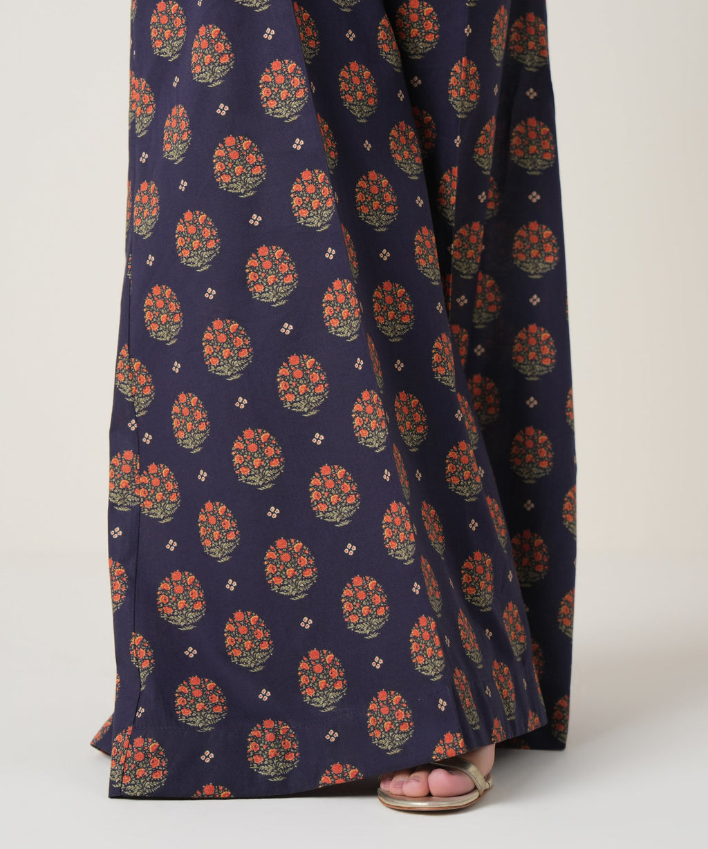 Women's RTW Cambric Blue Printed Trousers