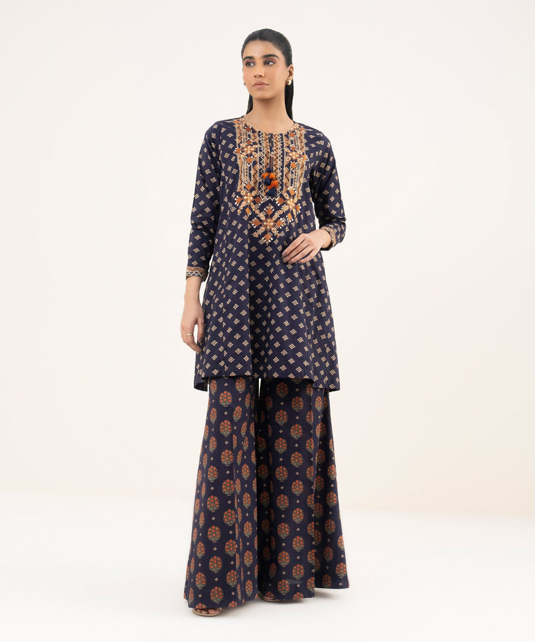 Women's RTW Cambric Blue Embroidered A-Line Shirt