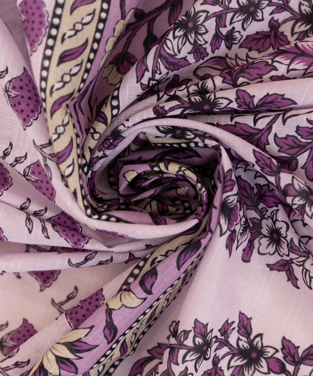 Textured Voile Purple Printed Dupatta