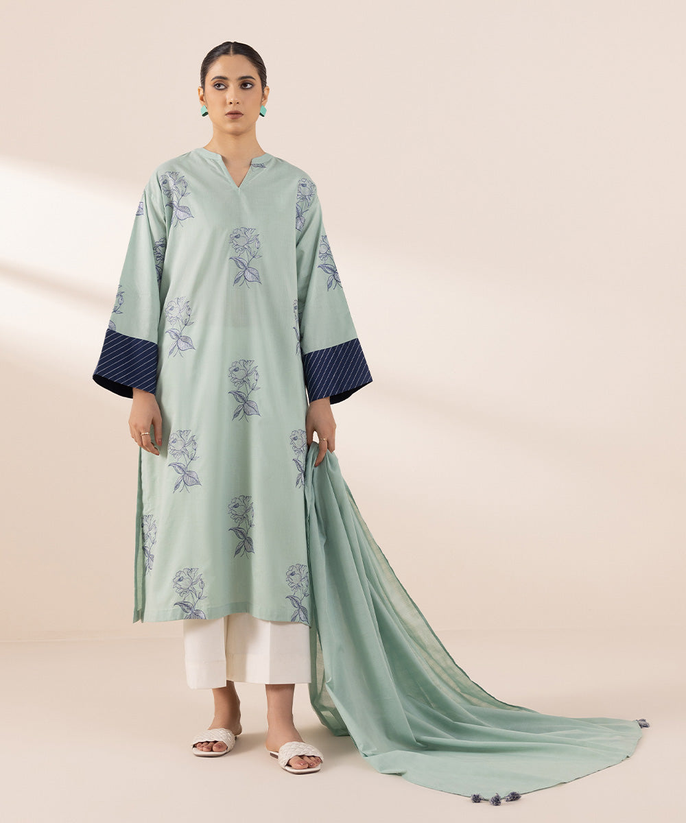 Textured Voile Green Dyed Dupatta