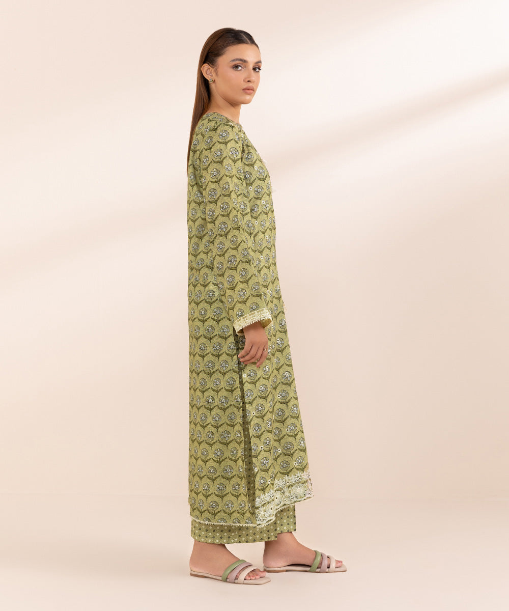 Women's Pret Lawn Green Printed Embroidered A-Line Shirt