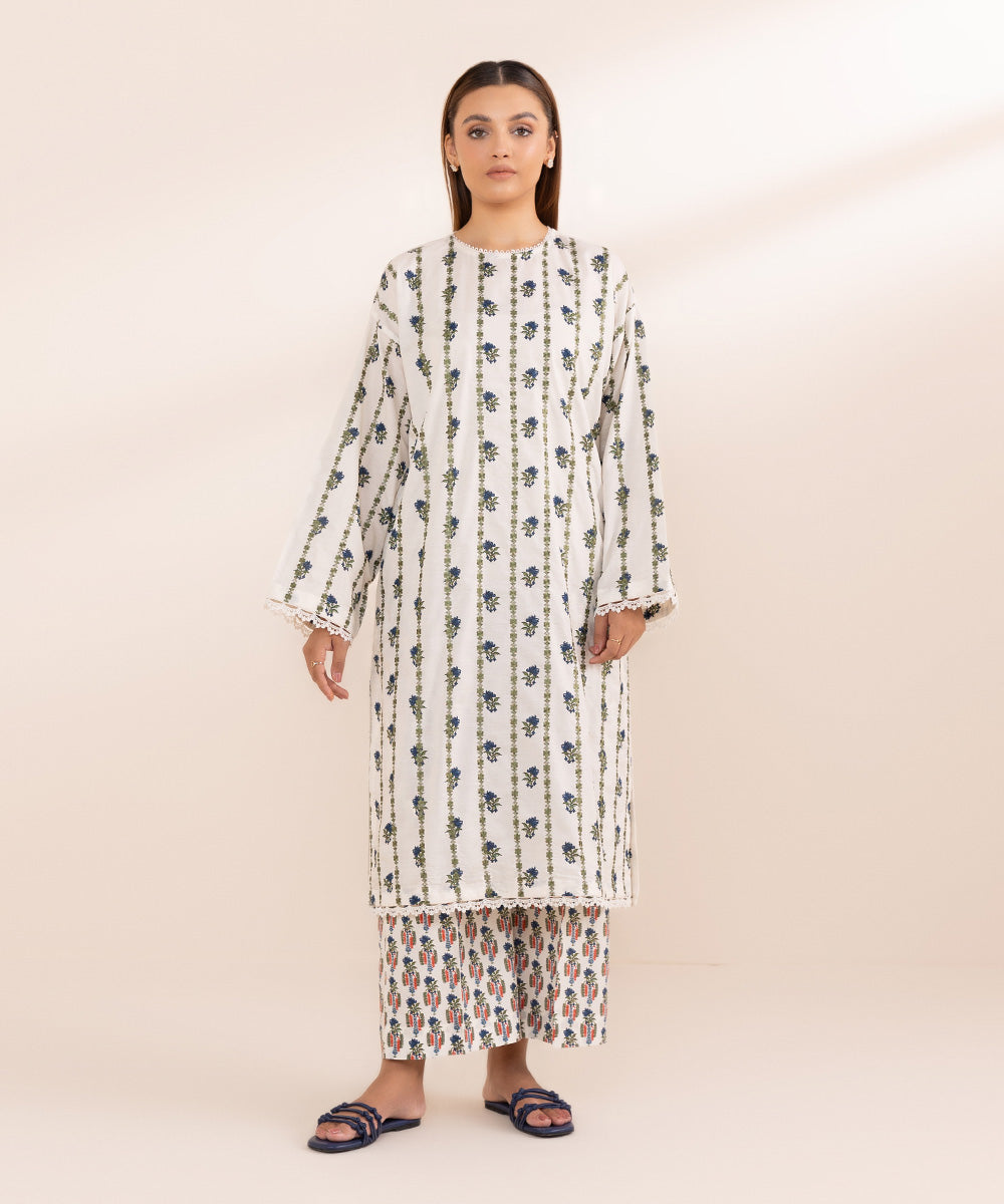 Women's Pret Textured Lawn White Printed Embroidered Boxy Shirt