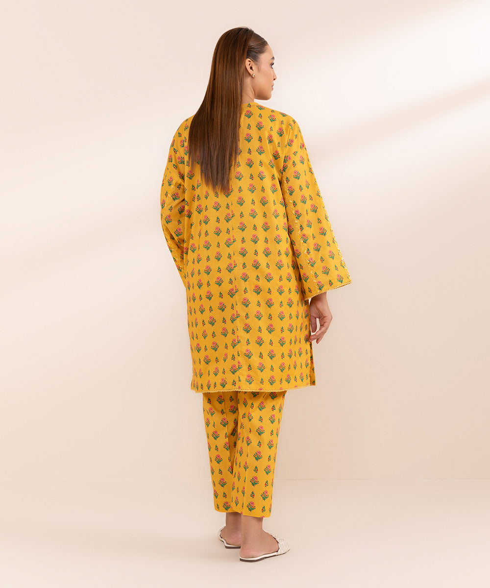 Women's Pret Lawn Yellow Printed Embroidered Boxy Shirt