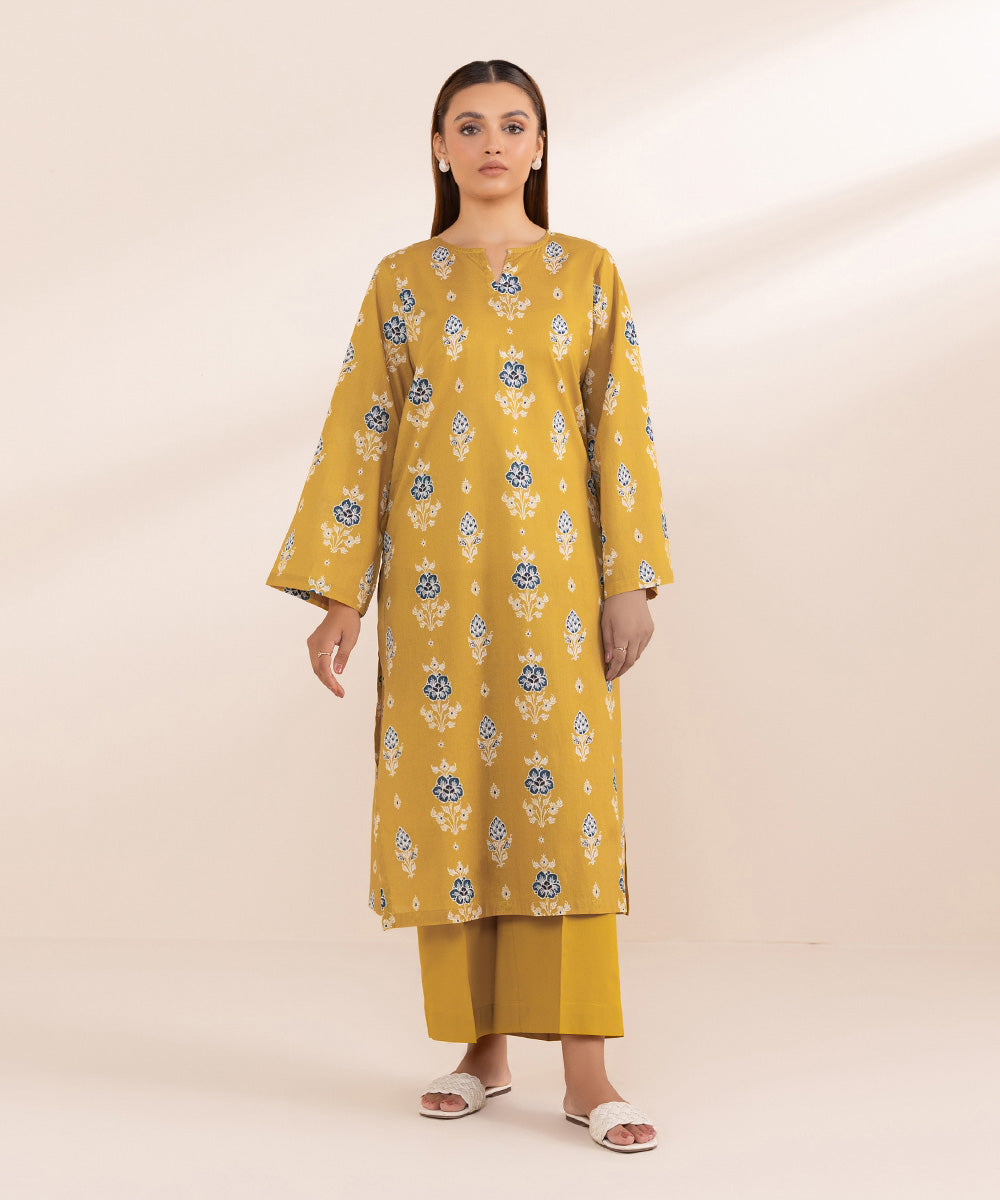 Women's Pret Lawn Yellow Printed Straight Shirt