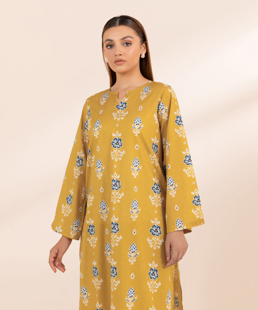 Women's Pret Lawn Yellow Printed Straight Shirt