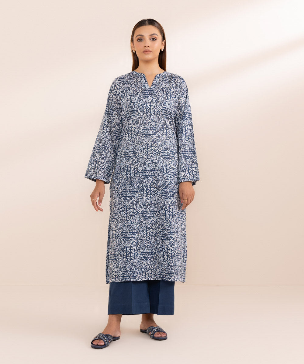 Women's Pret Lawn Blue Printed A-Line Shirt