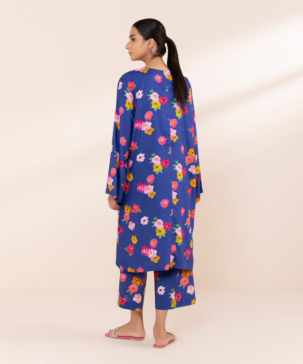 Women's Pret Arabic Lawn Blue Printed A-Line Shirt