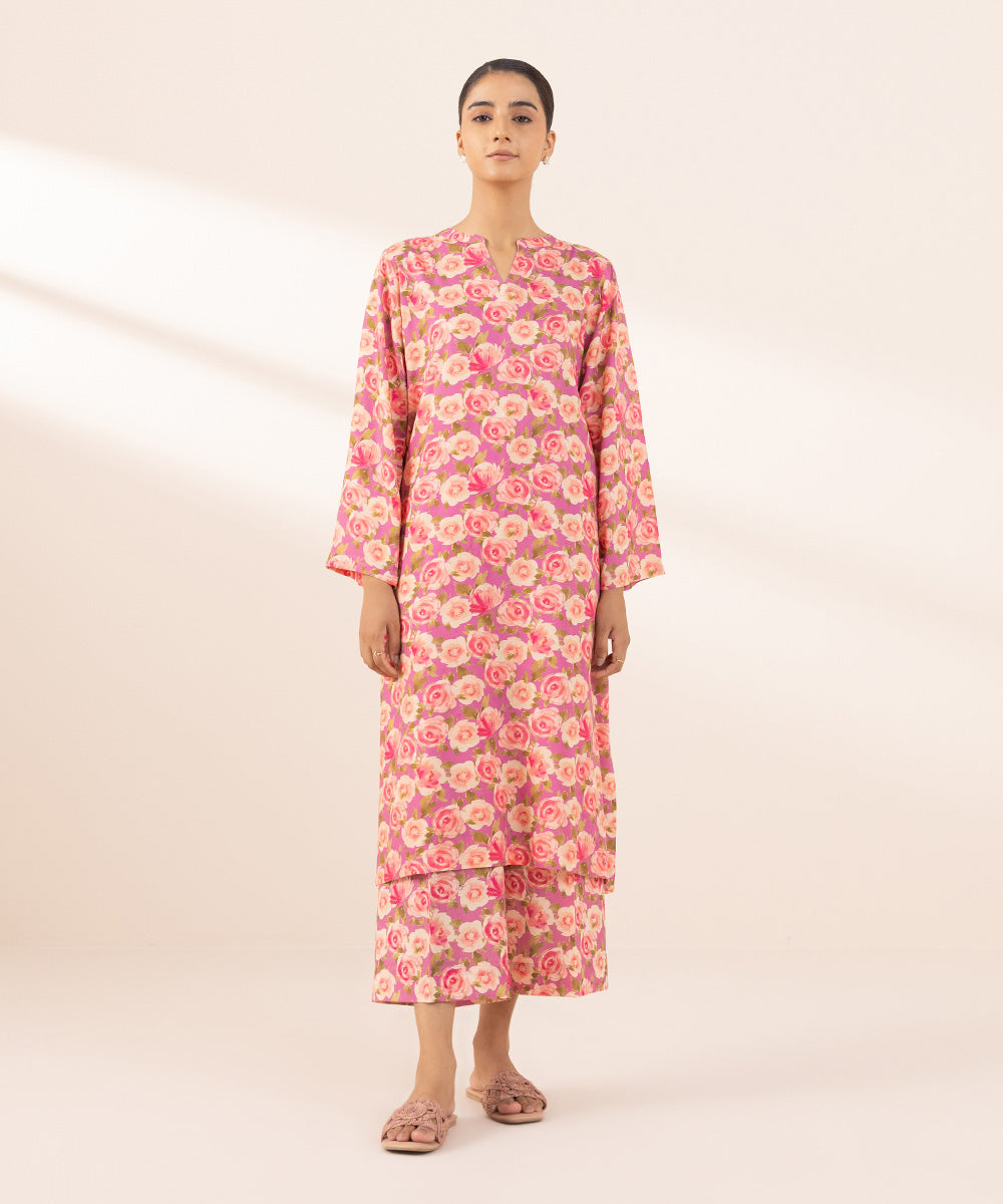 Women's Pret Arabic Lawn Pink Printed A-Line Shirt