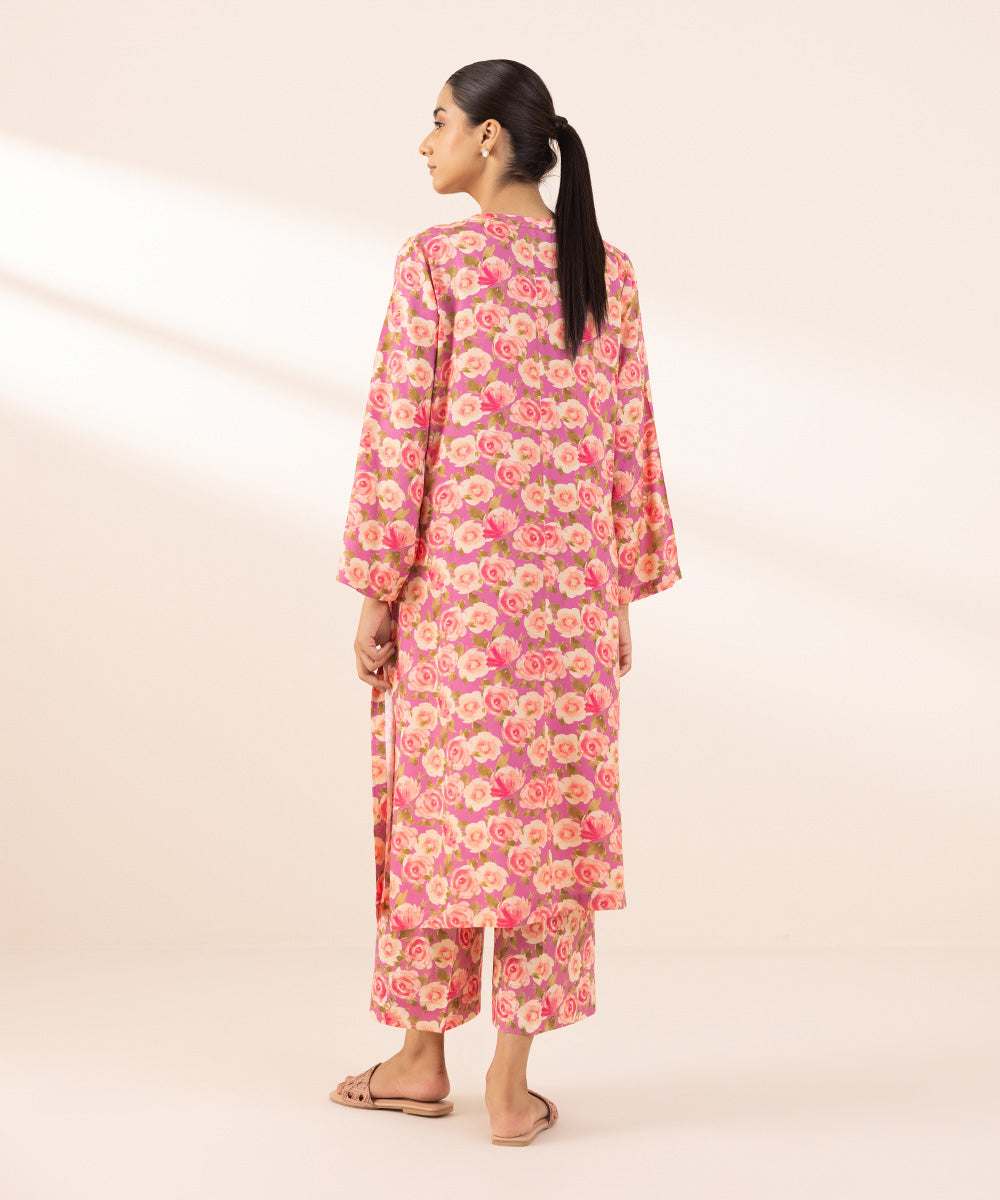 Women's Pret Arabic Lawn Pink Printed A-Line Shirt