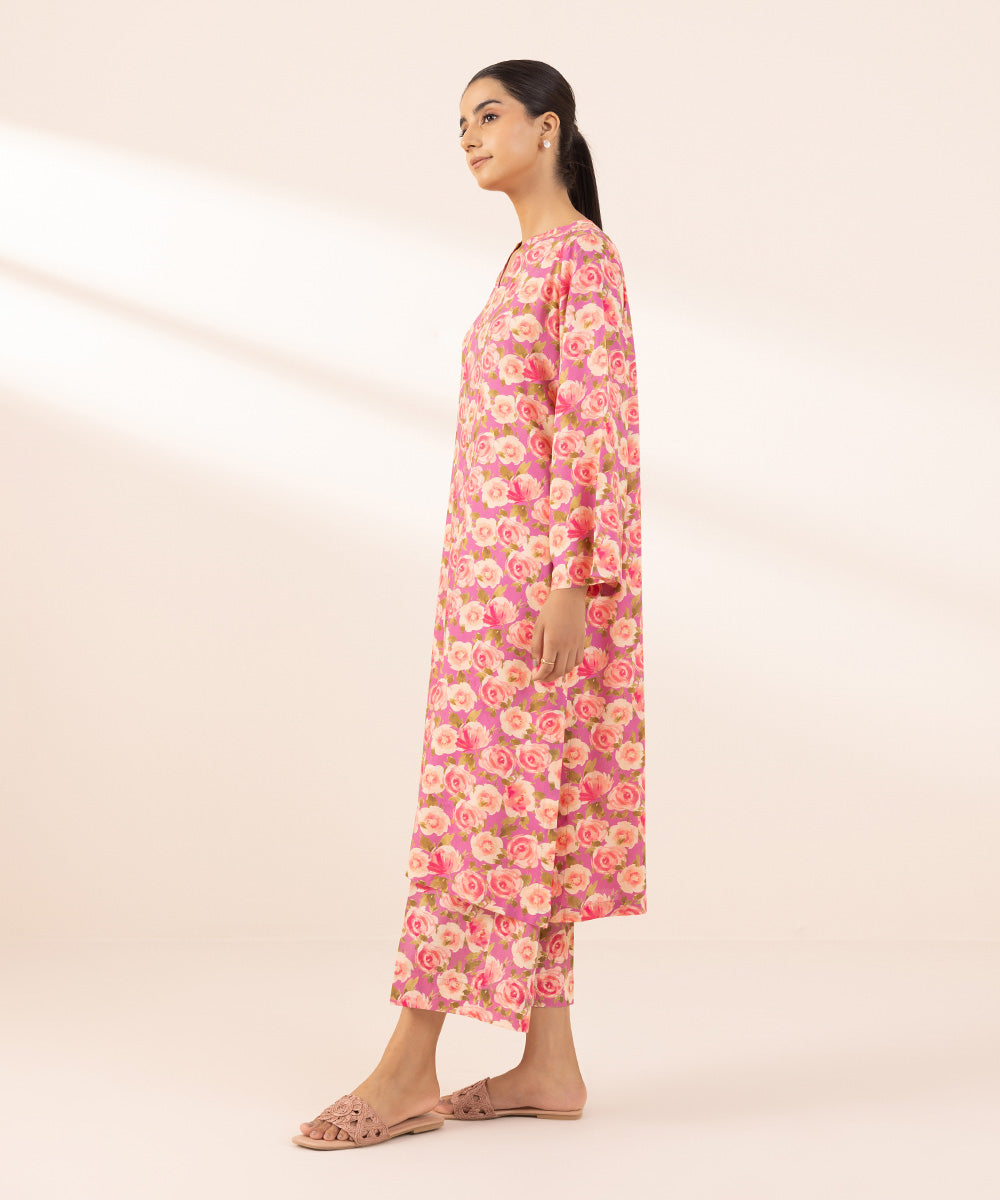 Women's Pret Arabic Lawn Pink Printed A-Line Shirt