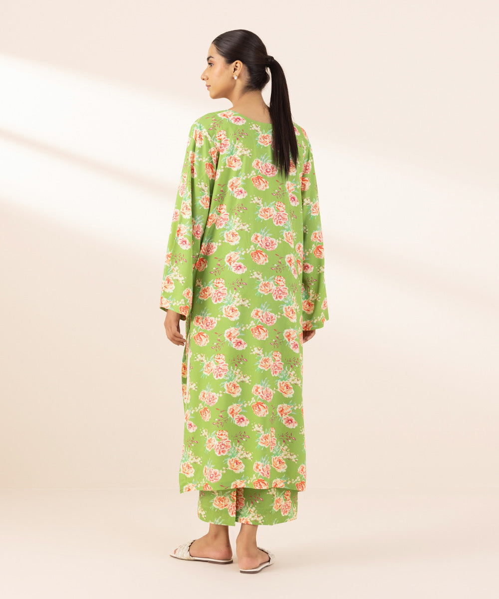 Women's Pret Arabic Lawn Green Printed Straight Shirt