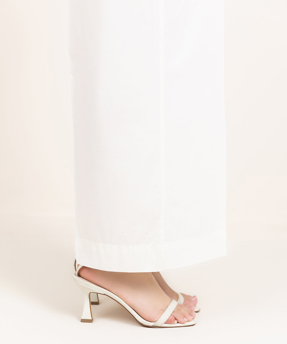 Women's Pret Cotton Viscose Solid Off White Culottes