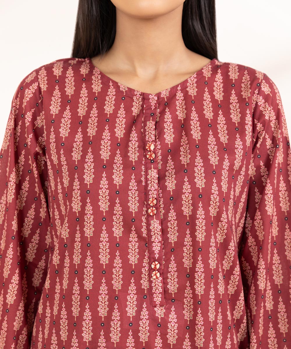 Women's Pret Lawn Printed Red A-Line Shirt