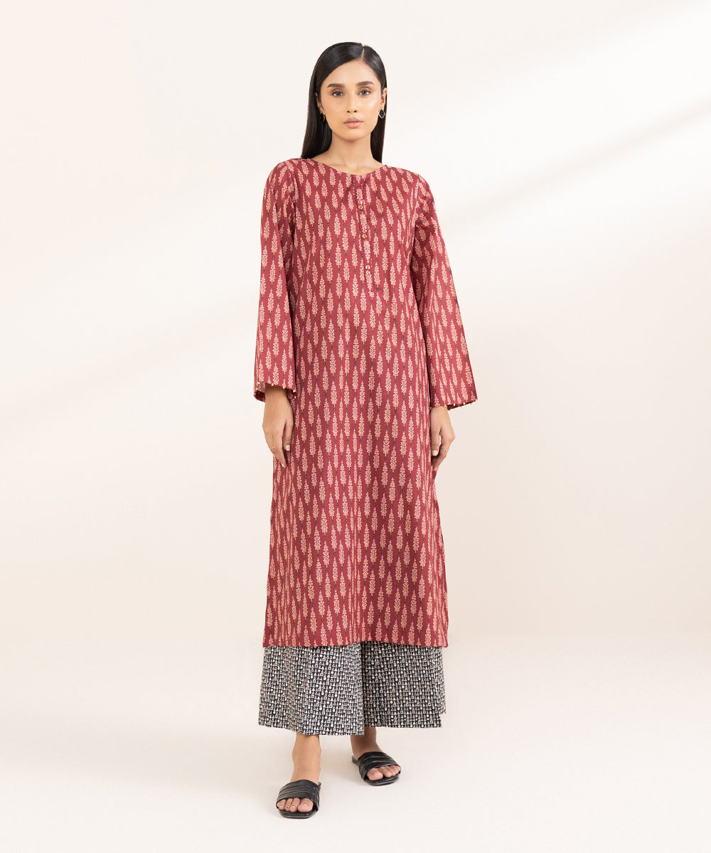 Women's Pret Lawn Printed Red A-Line Shirt