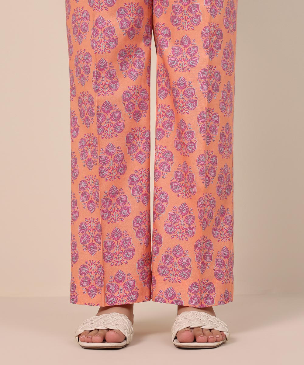 Women's Pret Cambric Pink Printed Straight Pants