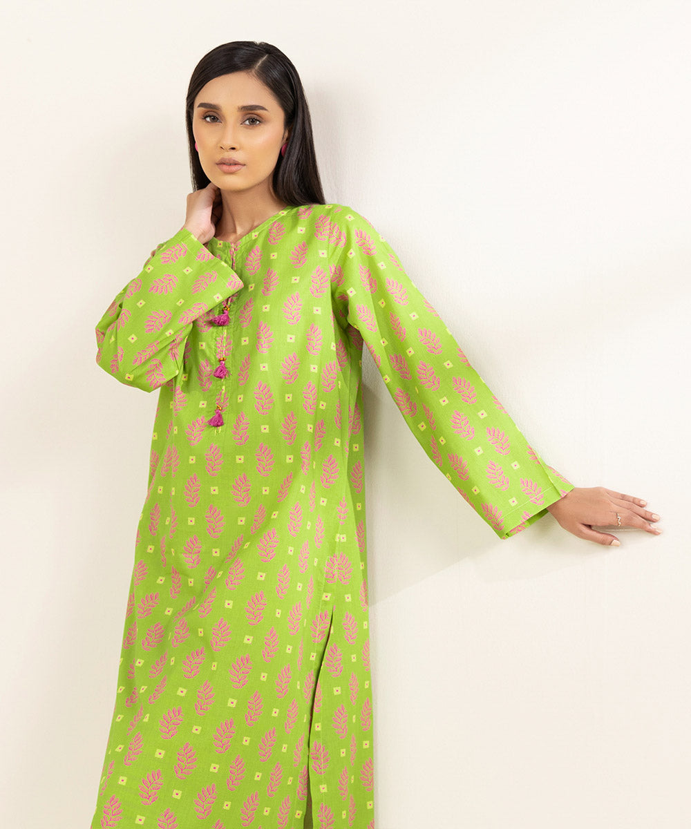 Women's Pret Lawn Printed Green A-Line Shirt