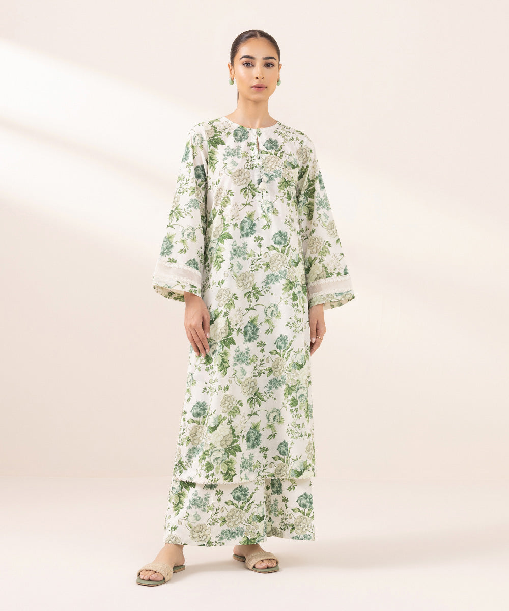 Women's Pret Lawn Printed Green A-Line Shirt