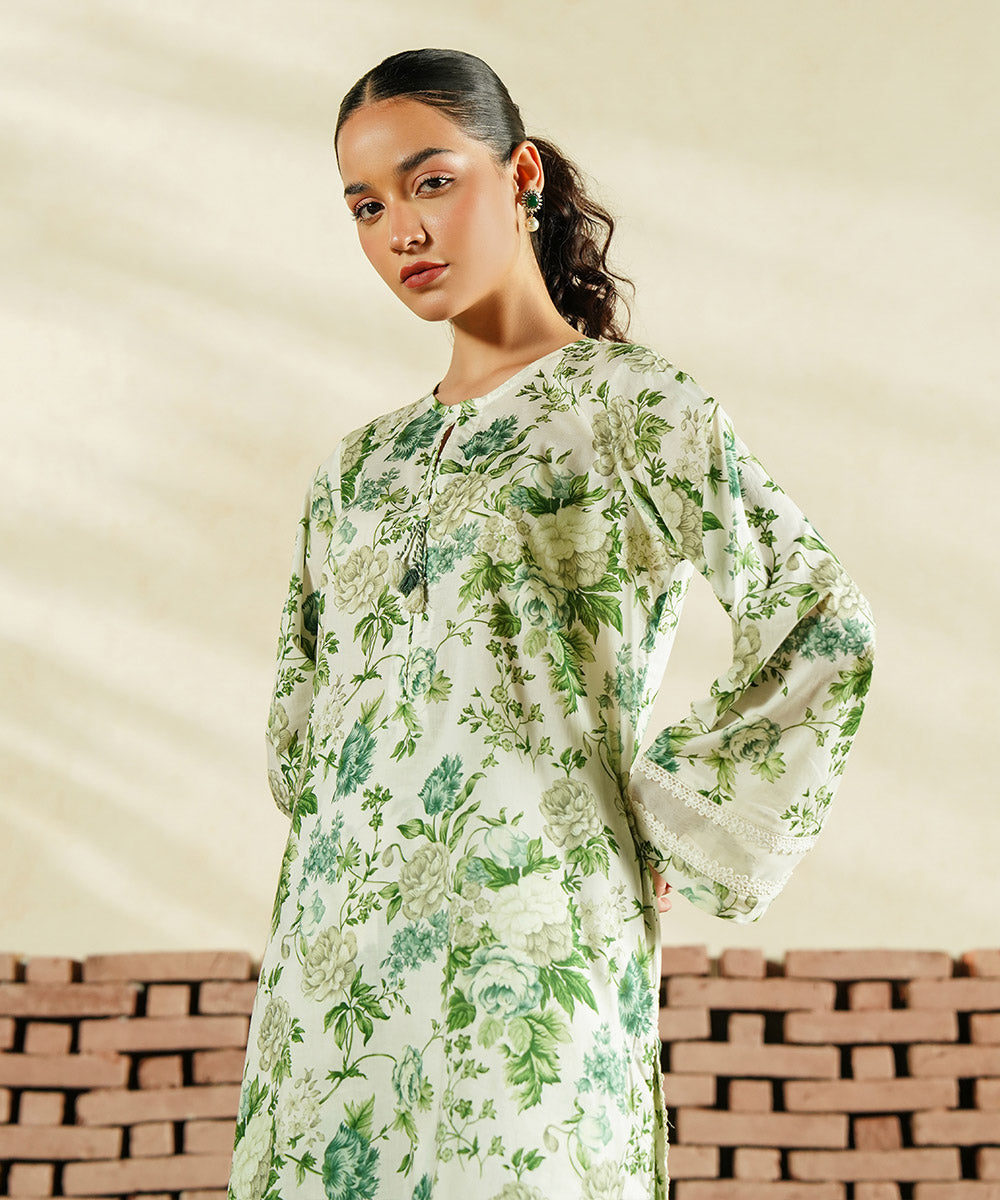 Women's Pret Lawn Printed Green A-Line Shirt