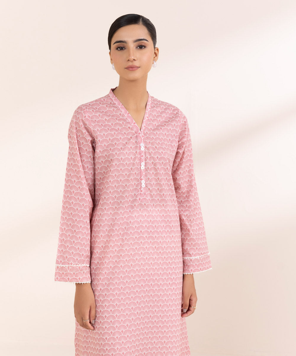 Women's Pret Lawn Printed Pink A-Line Shirt