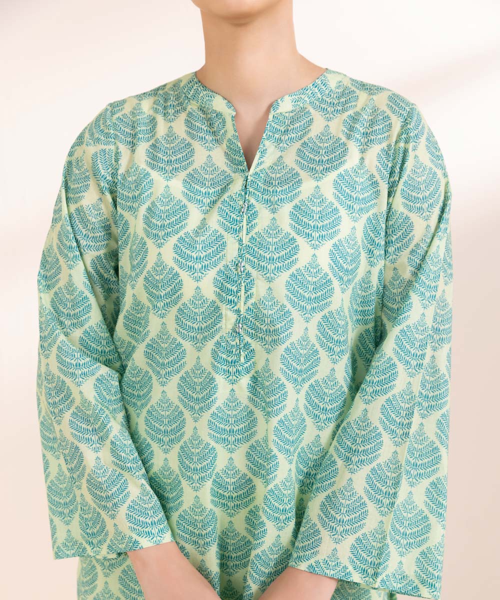 Women's Pret Lawn Printed Green Straight Shirt