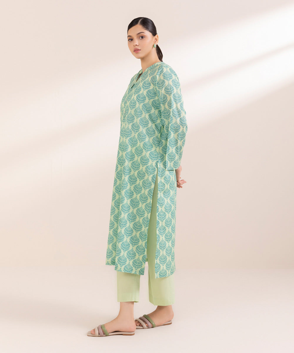 Women's Pret Lawn Printed Green Straight Shirt